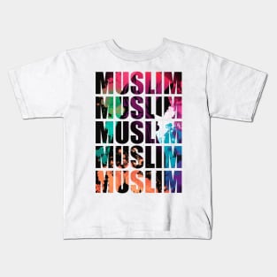 Muslim Word Art with Colorful Silhouette Kids T-Shirt